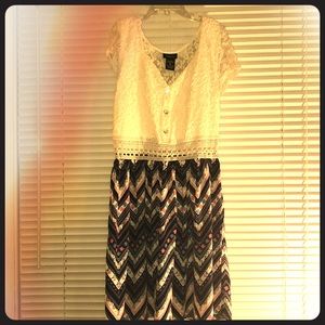 White and blue mini dress